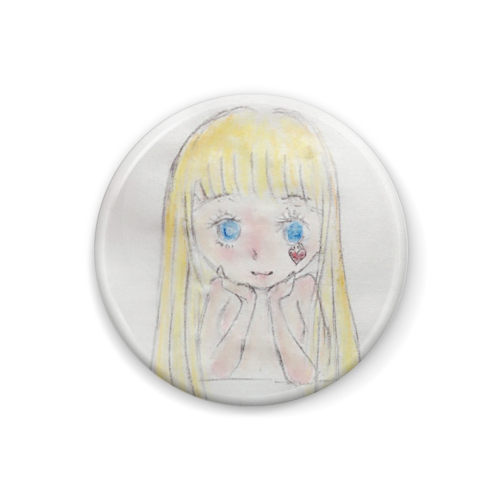 女の子缶バッチ 金髪ストレート