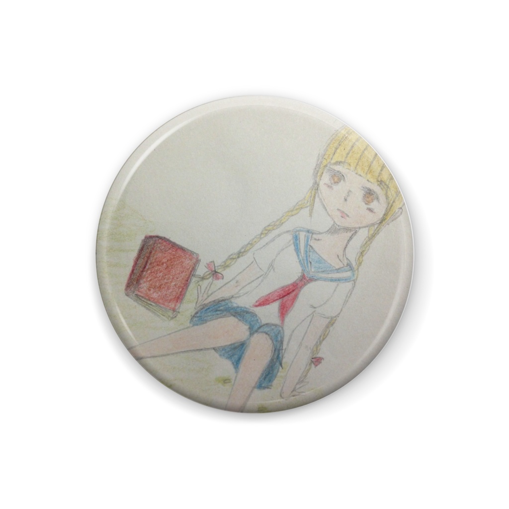 女の子缶バッチ 三つ編み