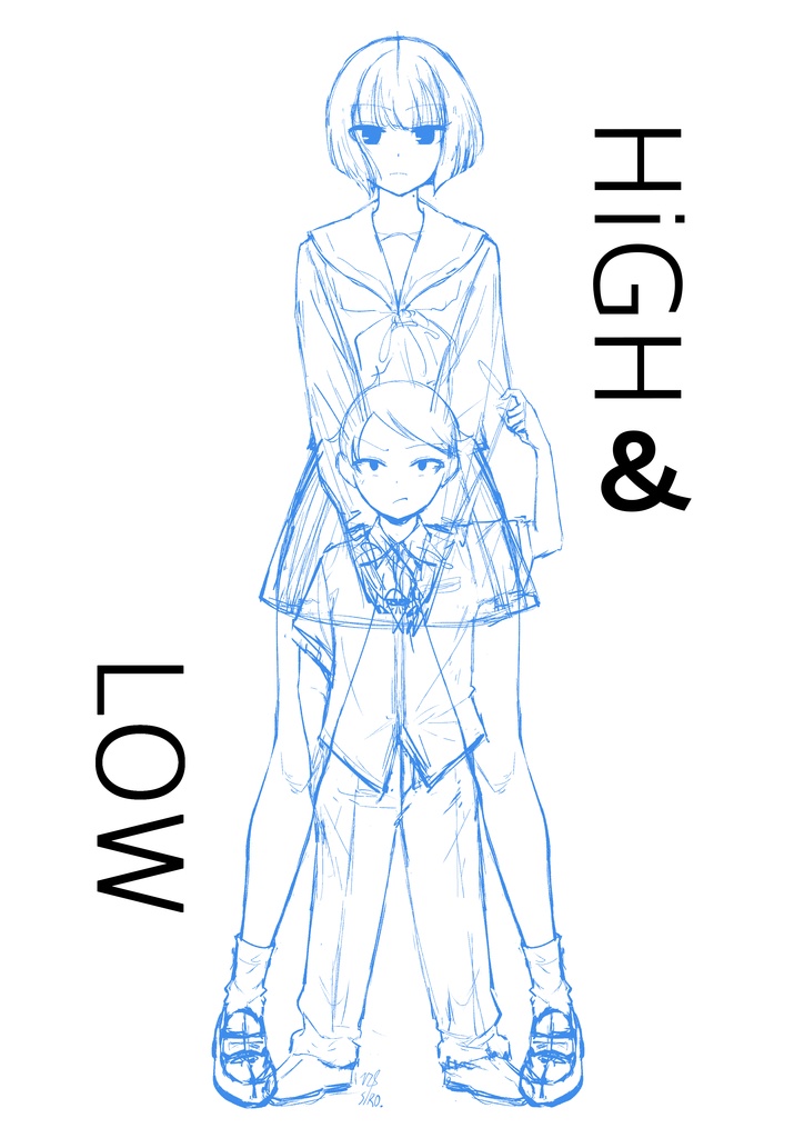 高身長の後輩(女)と低身長の先輩(男)HiGH&LOW Tシャツ