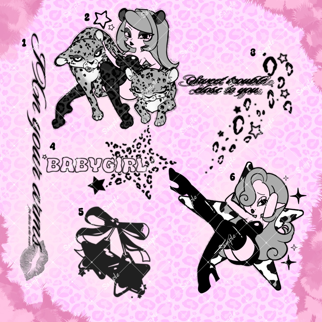 【無料有り】Bad Kitty -Tattoo Decal Pack-