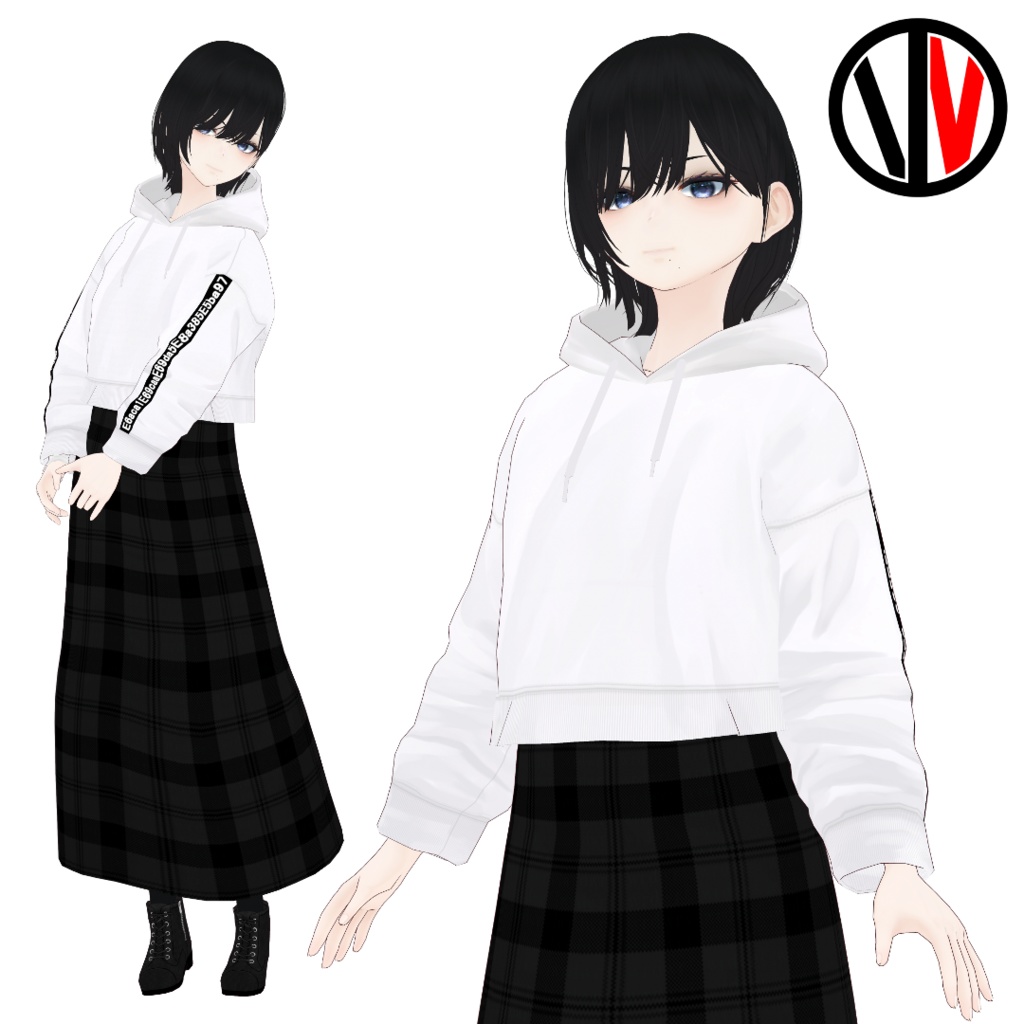 袖テープパーカー(白、黒)【Vroid対応テクスチャ】Neo My████
