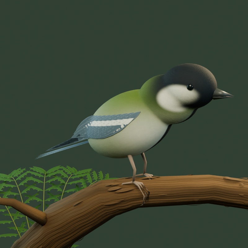 登山道の小さな出会い|野鳥3種・しぐさ付き3D素材【Blender / GLB】
