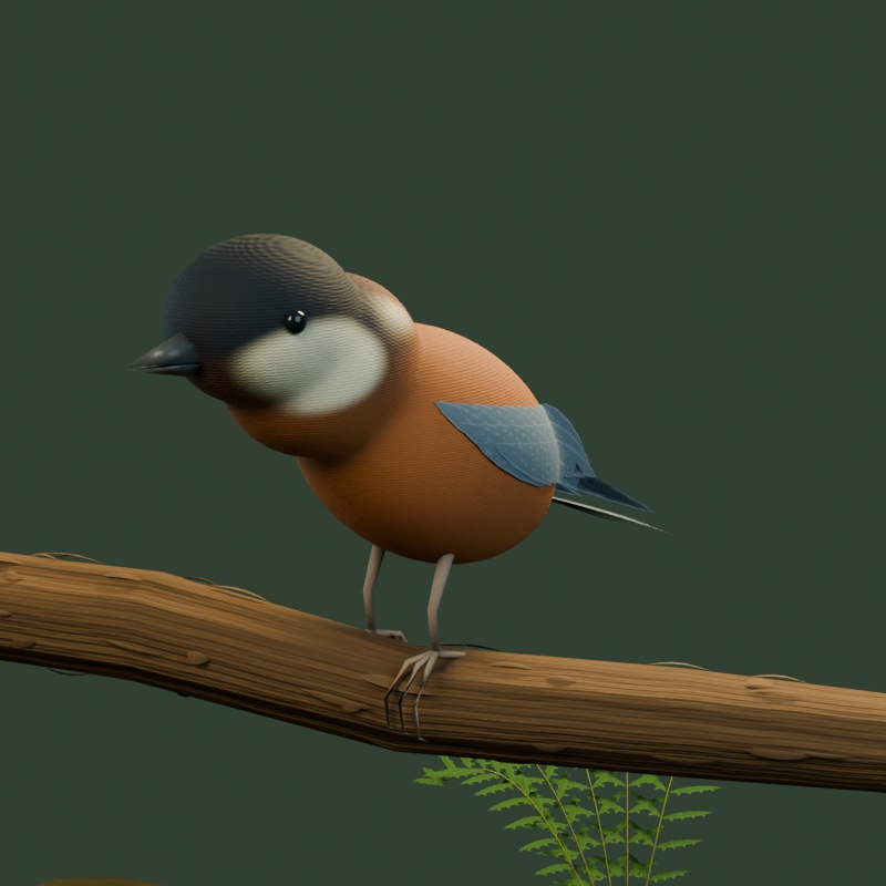 登山道の小さな出会い|野鳥3種・しぐさ付き3D素材【Blender / GLB】