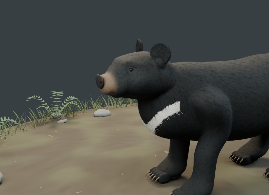 森に息づくふたつの影|ツキノワグマとヒグマ・3D素材セット【Blender / GLB】