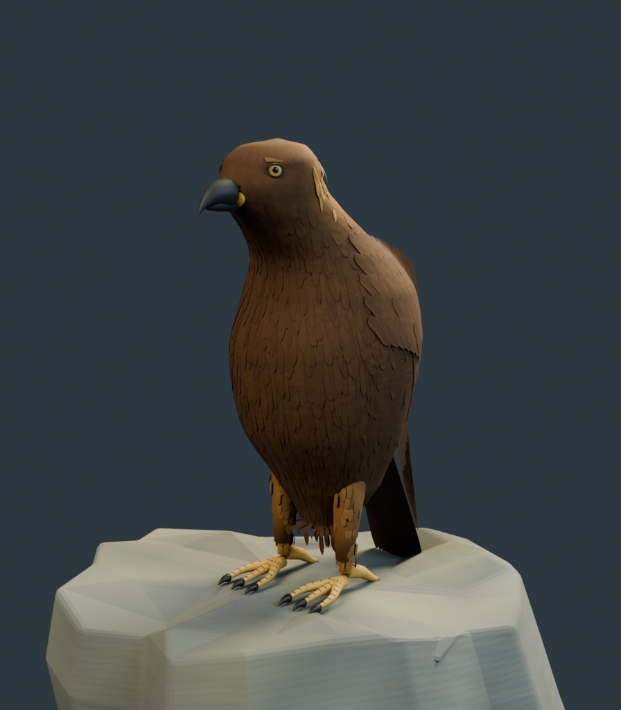 稜線の見張り番|イヌワシ・ハヤブサ・ワシミミズク3D素材【Blender / GLB】
