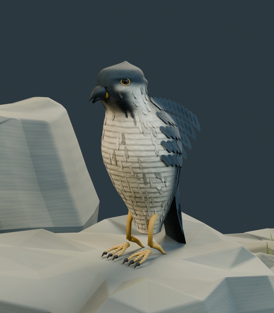 稜線の見張り番|イヌワシ・ハヤブサ・ワシミミズク3D素材【Blender / GLB】