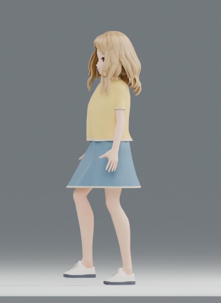 陽だまりの彼女|私服とインナー、2衣装の女性3Dモデル 01【Blender / GLB】