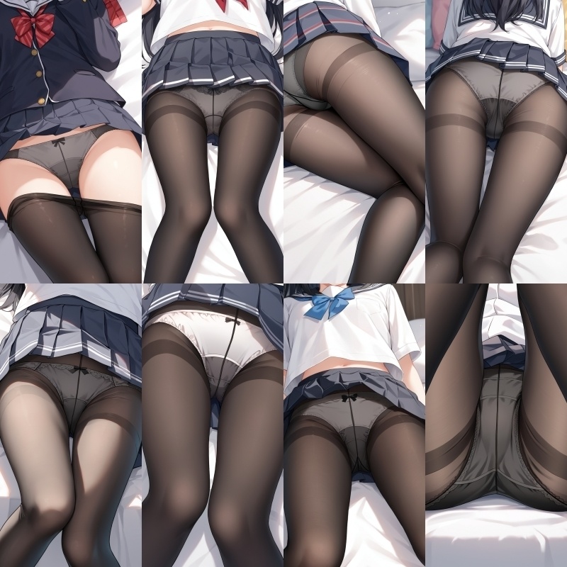 制服女子の黒タイツパンチラ【150枚】