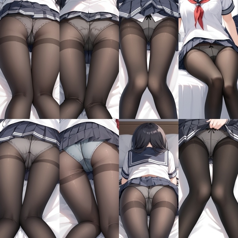 制服女子の黒タイツパンチラ【150枚】