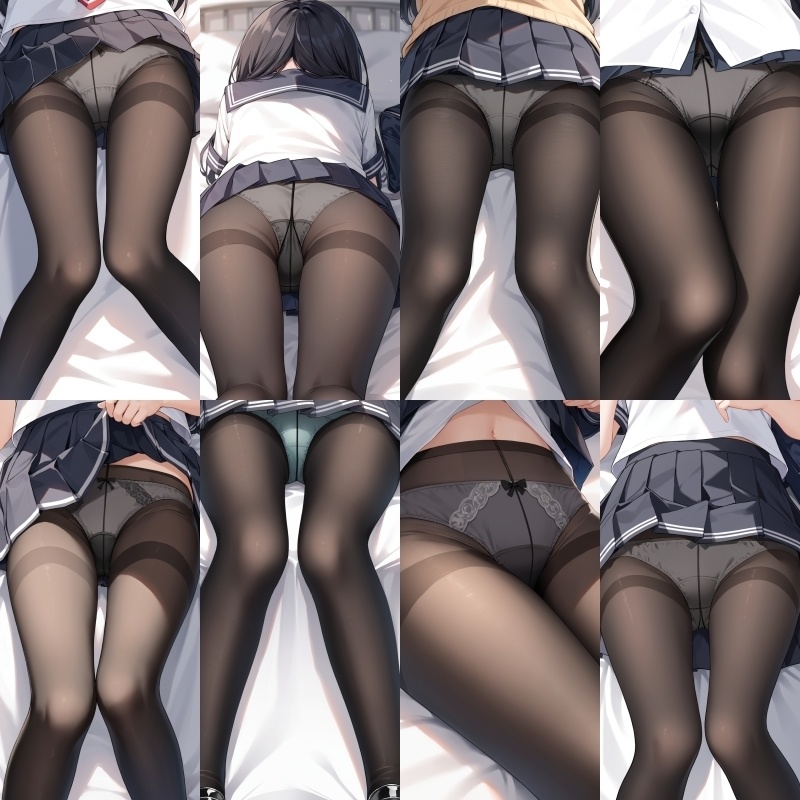 制服女子の黒タイツパンチラ Vol.10【150枚】