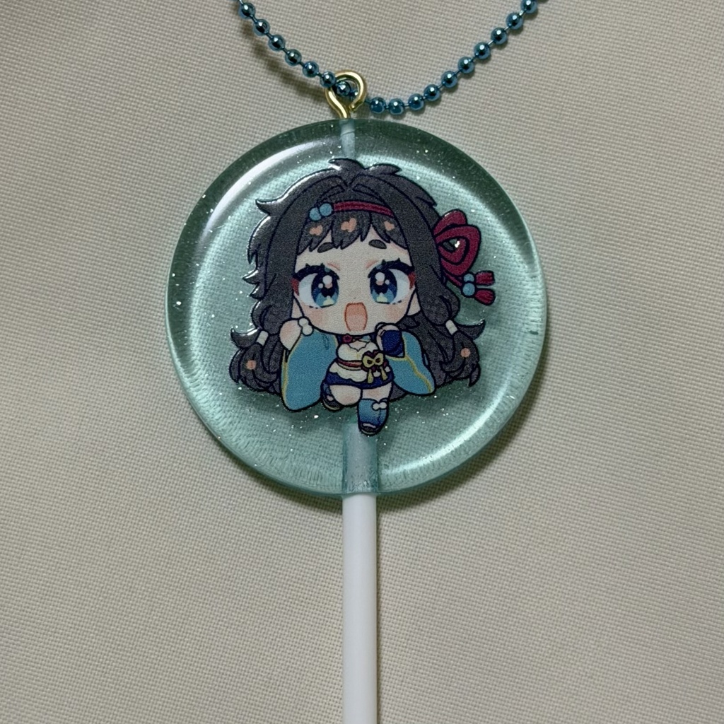 条波まえペロキャンアクキー　みずいろ