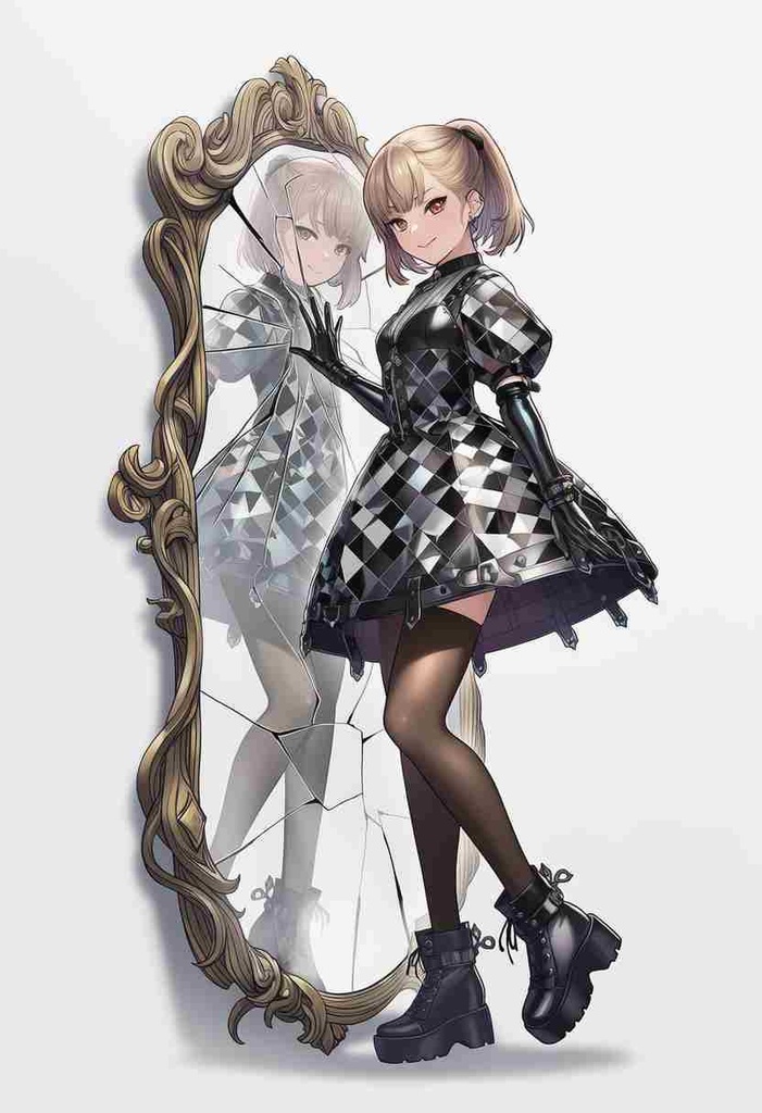 童話調、ファンタジー系 パンクアリス風 × モダン × 美少女アニメフェアリーテイル風パーカー × 虹色パステル × エレガントなチュールスカート