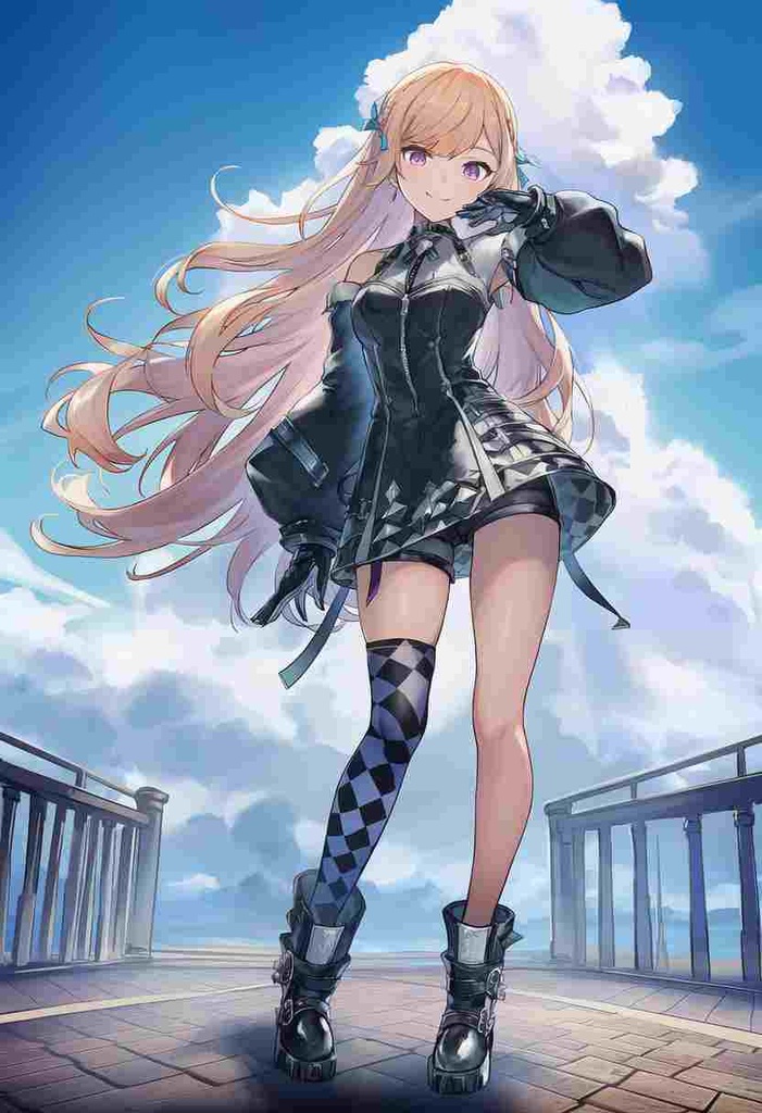 童話調、ファンタジー系 パンクアリス風 × モダン × 美少女アニメフェアリーテイル風パーカー × 虹色パステル × エレガントなチュールスカート