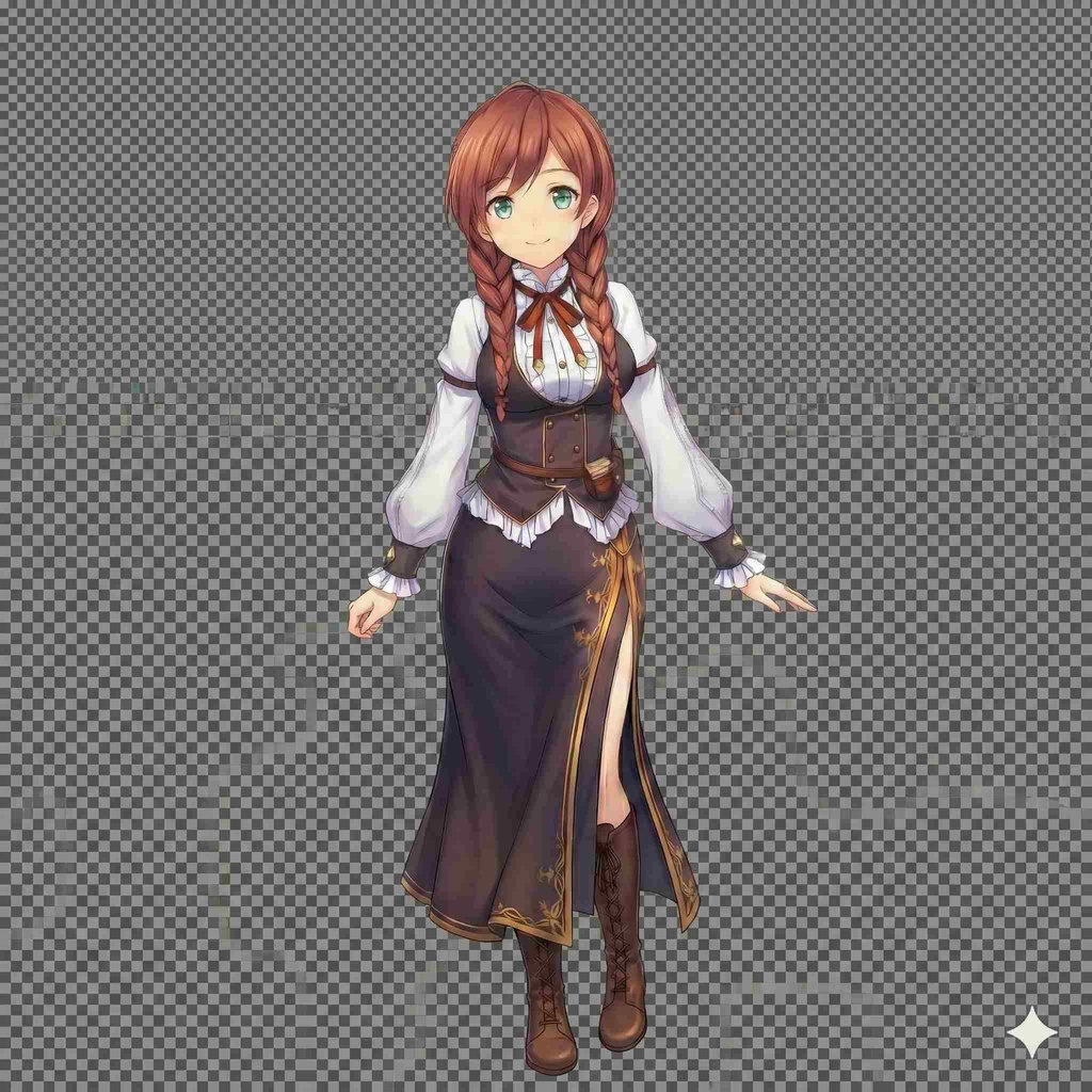 ギルド受付・看板娘 立ち絵（表情16種）透過PNG