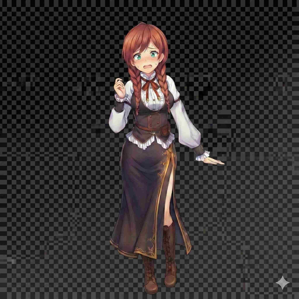 ギルド受付・看板娘 立ち絵(表情16種)透過PNG