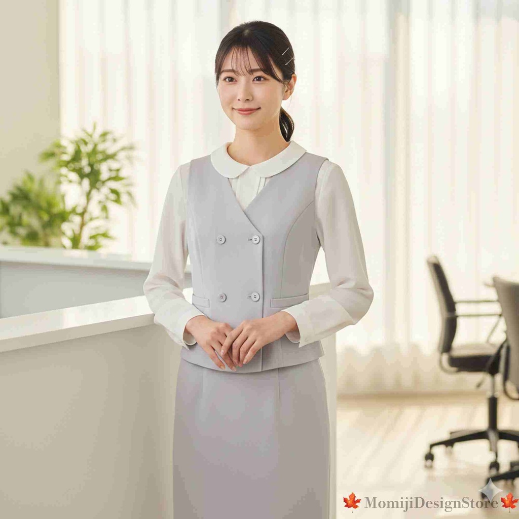 仕事用 女性人物素材セット 8枚(受付・事務)ライトグレー統一|JPG 2000px