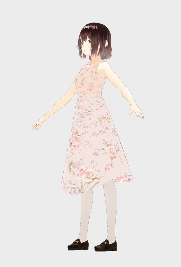 フェミニン花柄ワンピース(VRoid用・無料)