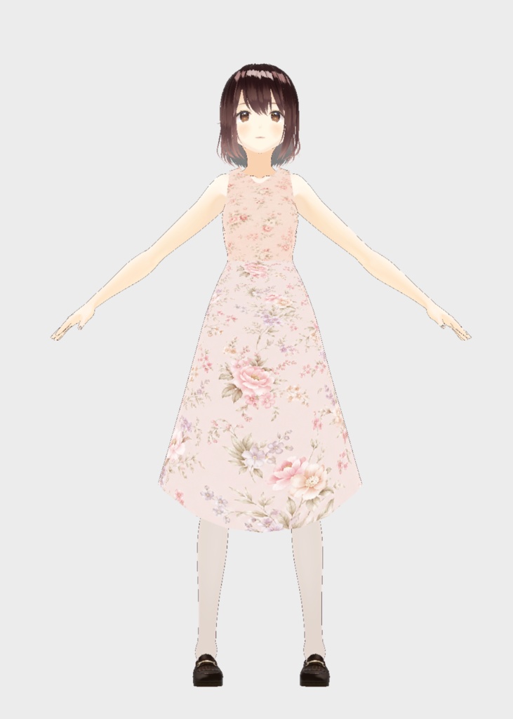 フェミニン花柄ワンピース（VRoid用・無料）