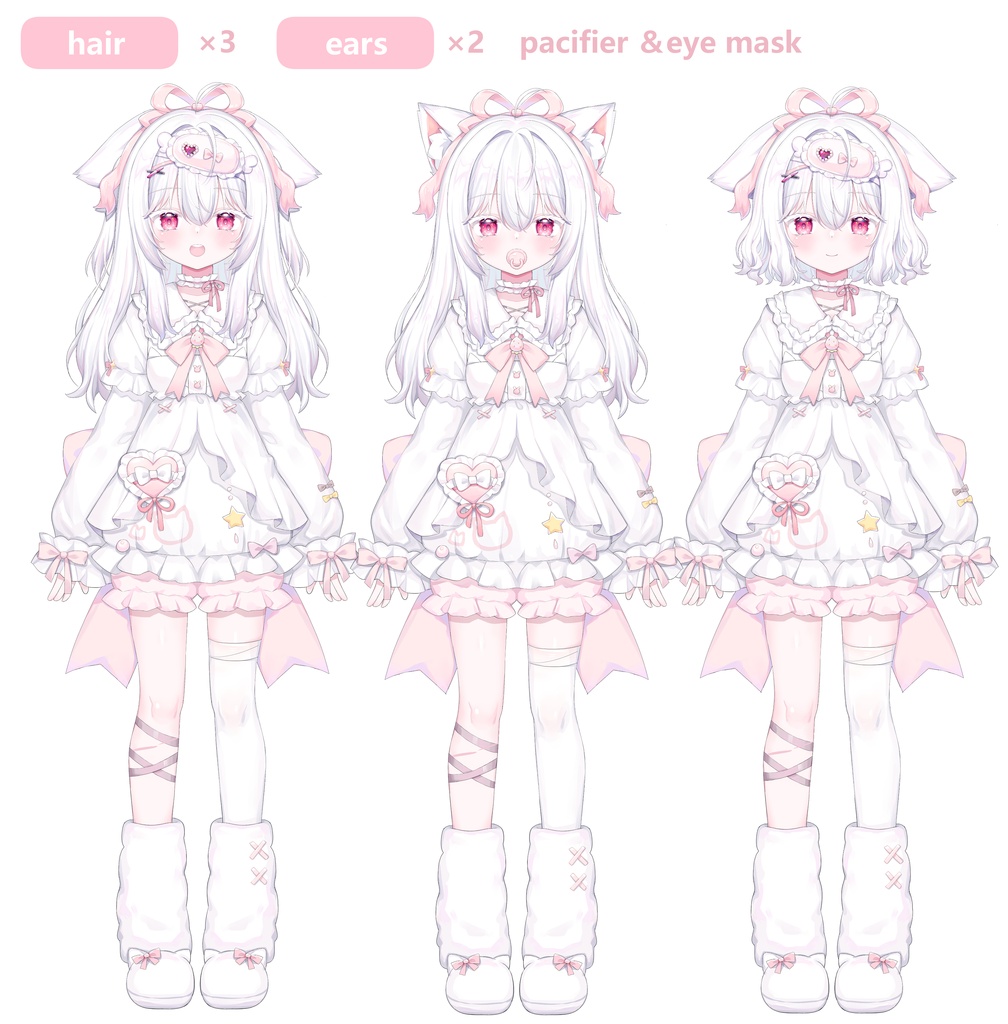 public model【汎用モデ】白髪のケモミミ少女