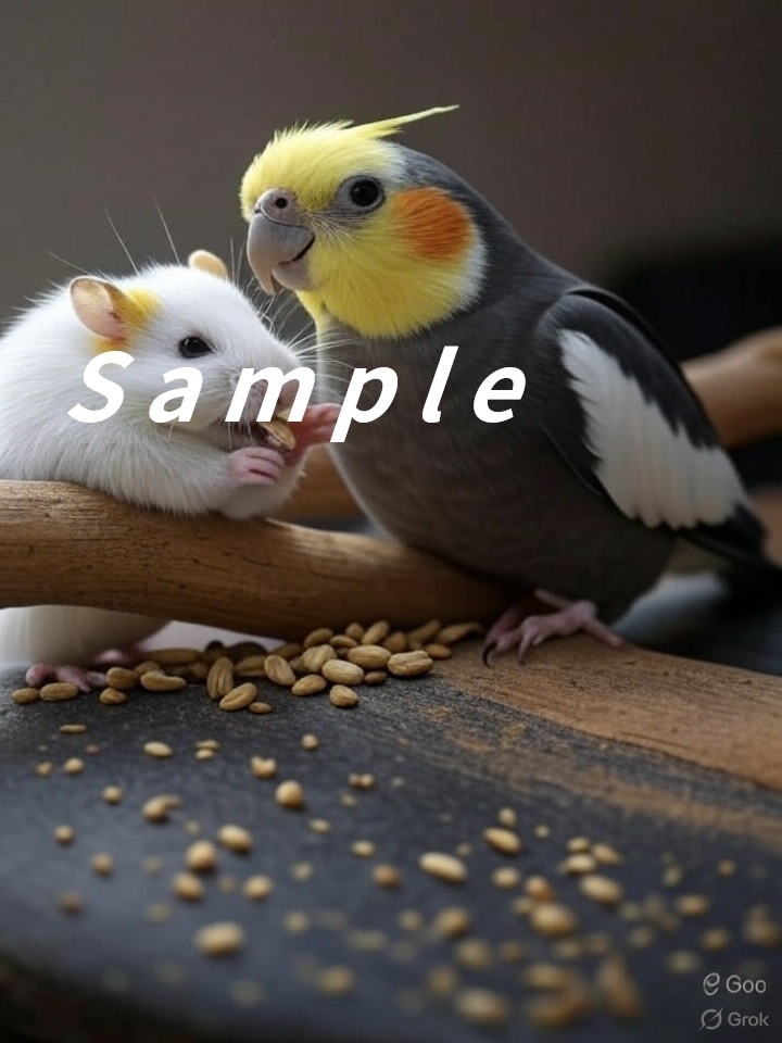 オカメインコ+ジャンガリアンハムスター③