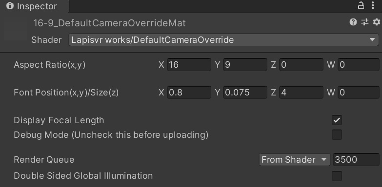 【無料】Default Camera Override 【黒帯表示】【焦点距離表示】