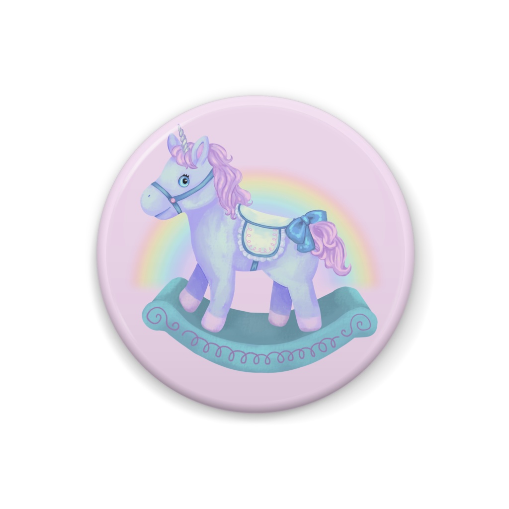 ぬい木馬 缶バッジ32mm