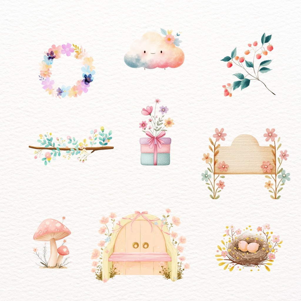 かわいい小鳥さん:Cute Birds Clipart Set
