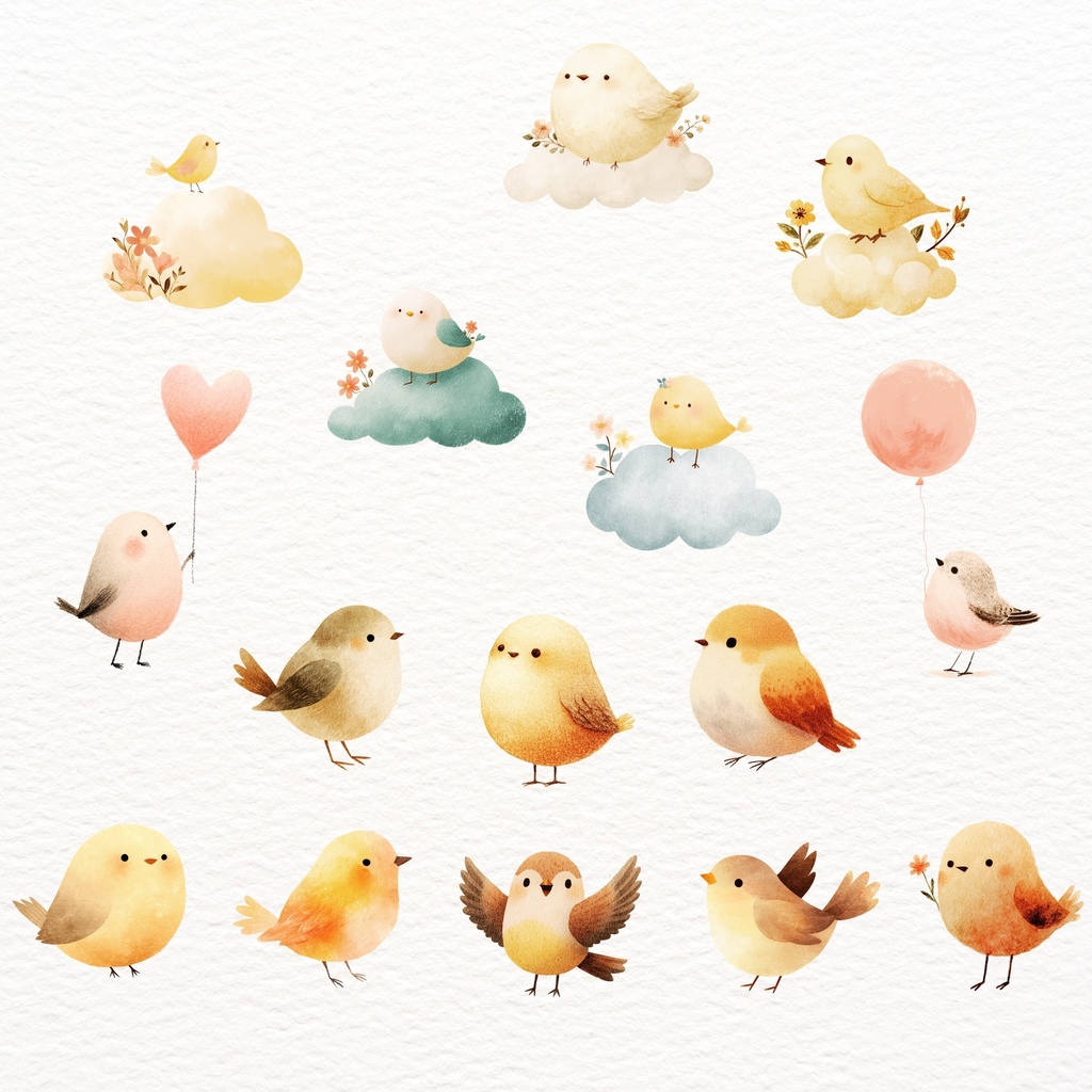 かわいい小鳥さん:Cute Birds Clipart Set