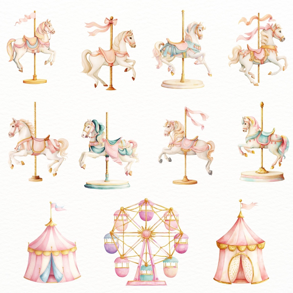 おとぎ話のメリーゴーランド素材集