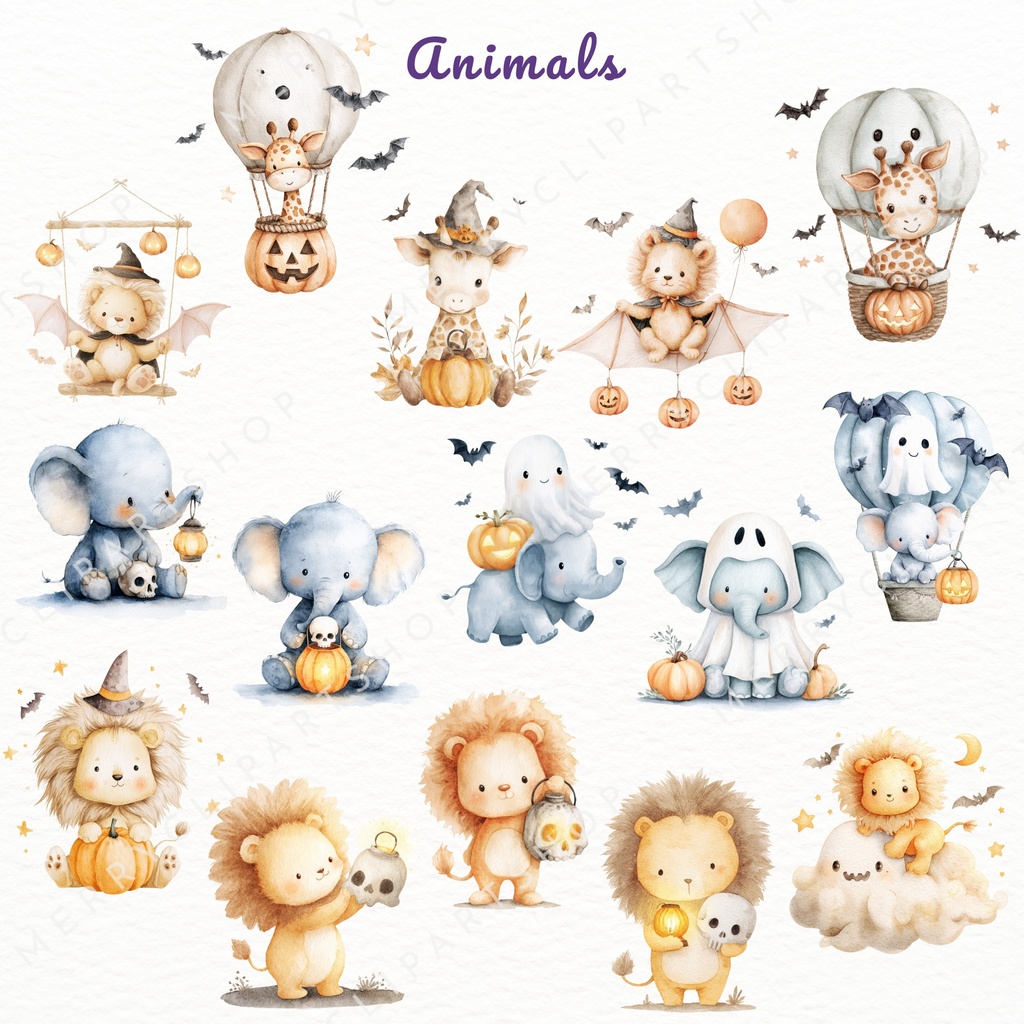 ハロウィンのかわいい動物たち イラスト素材