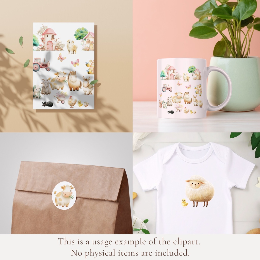 牧場の動物たちのイラスト素材セット🐷🐔