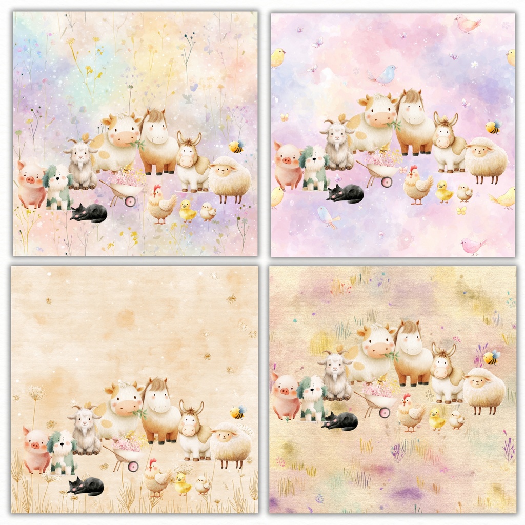 牧場の動物たちのイラスト素材セット🐷🐔