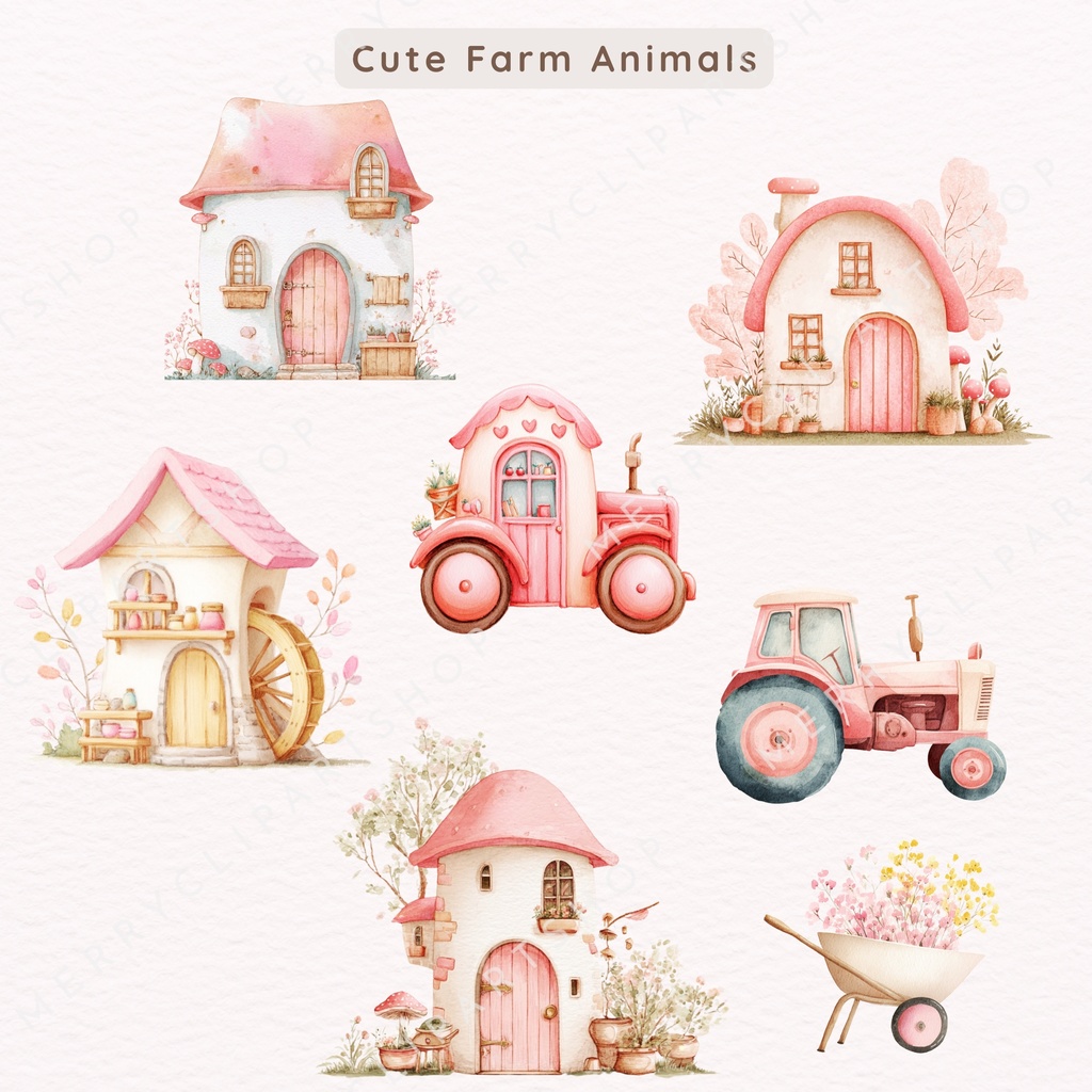 牧場の動物たちのイラスト素材セット🐷🐔