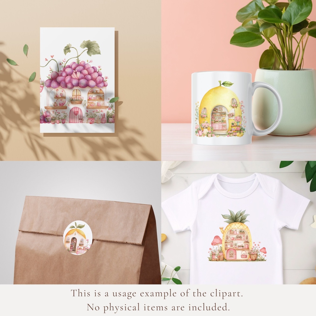 フルーツのおうち イラスト素材セット 🍊🌸