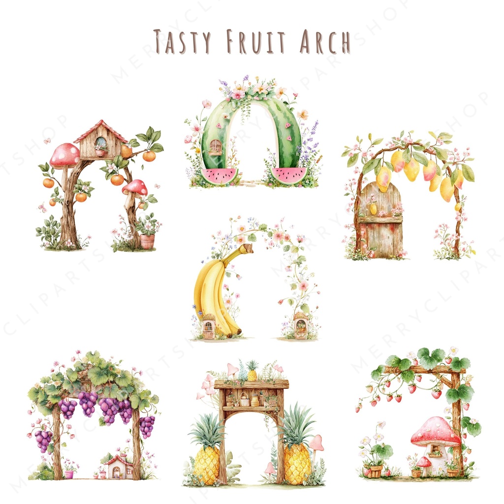 フルーツのおうち イラスト素材セット 🍊🌸