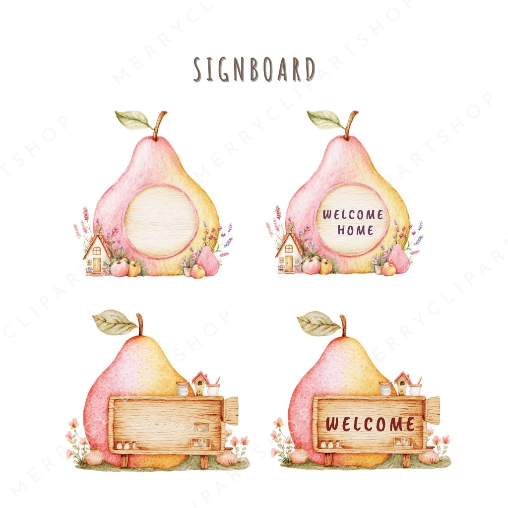 フルーツのおうち イラスト素材セット 🍊🌸