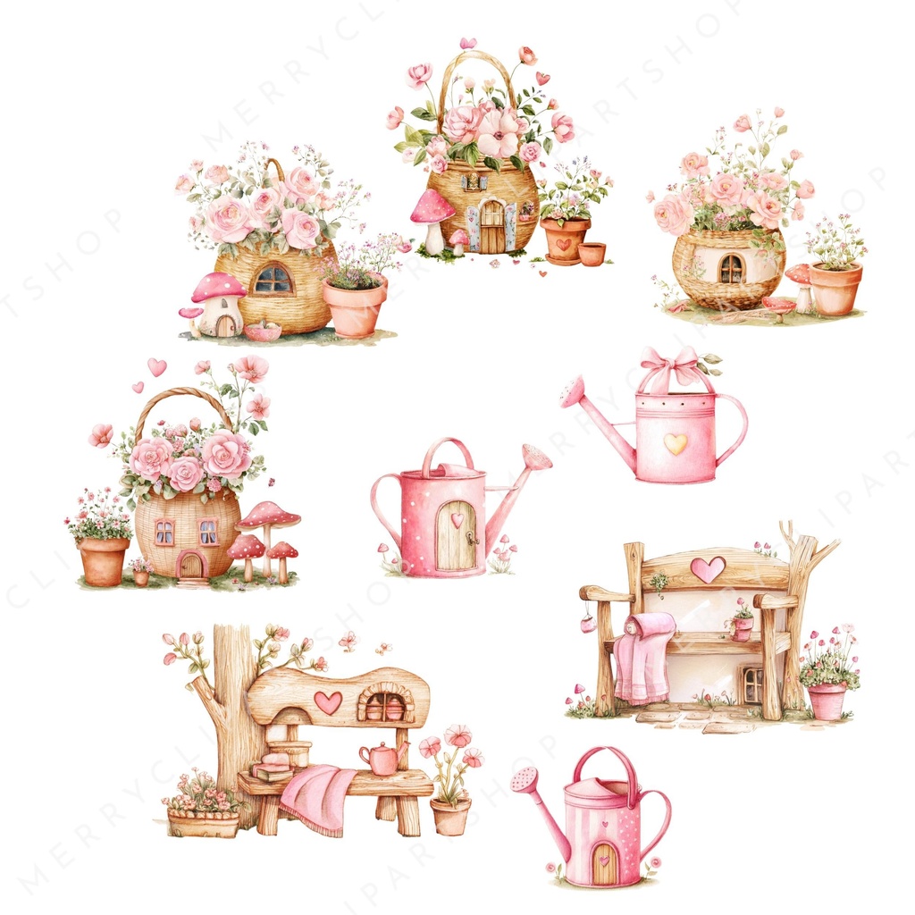 フルーツのおうち イラスト素材セット 🍊🌸