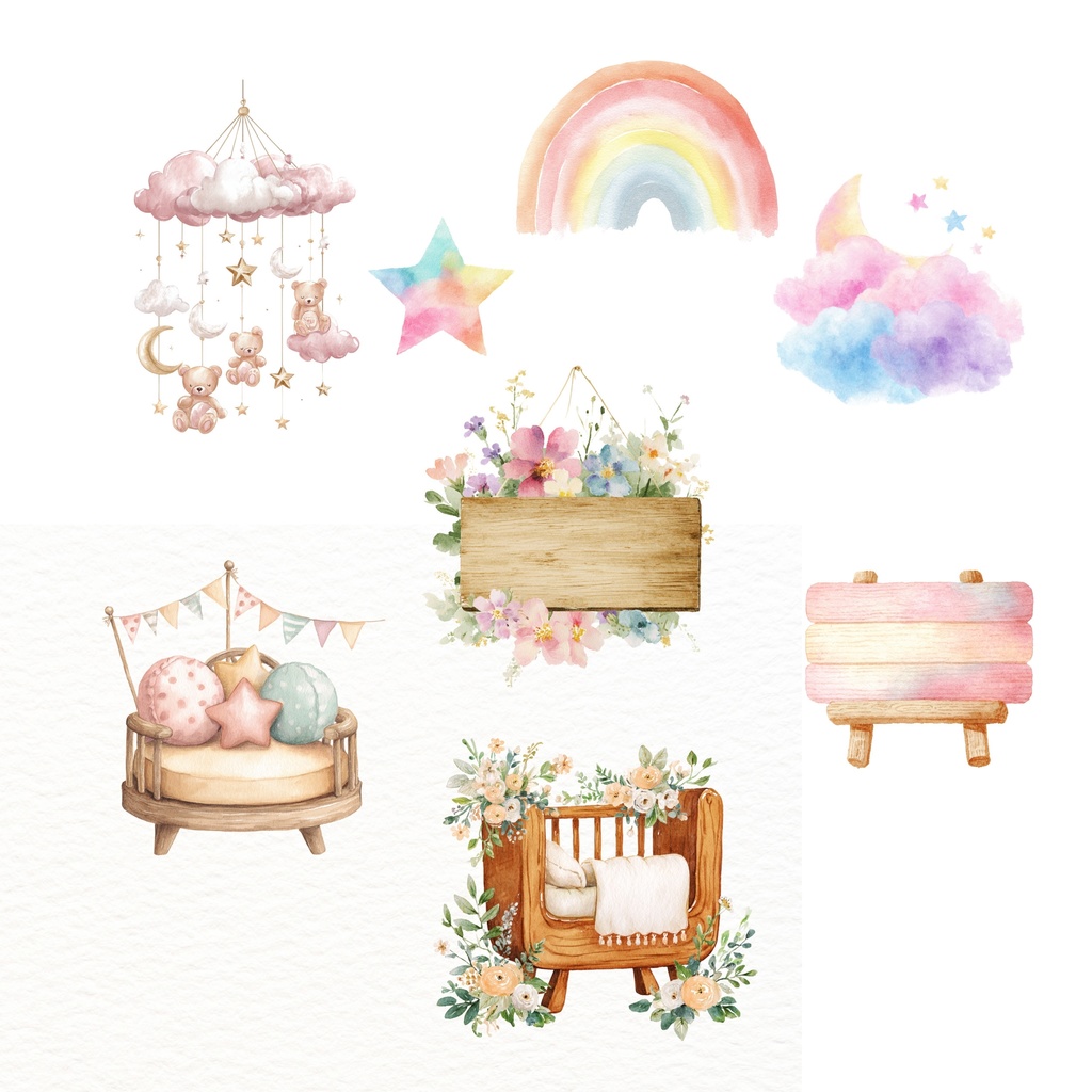 テディベアのイラスト素材セット 🍼 ナチュラルカラー