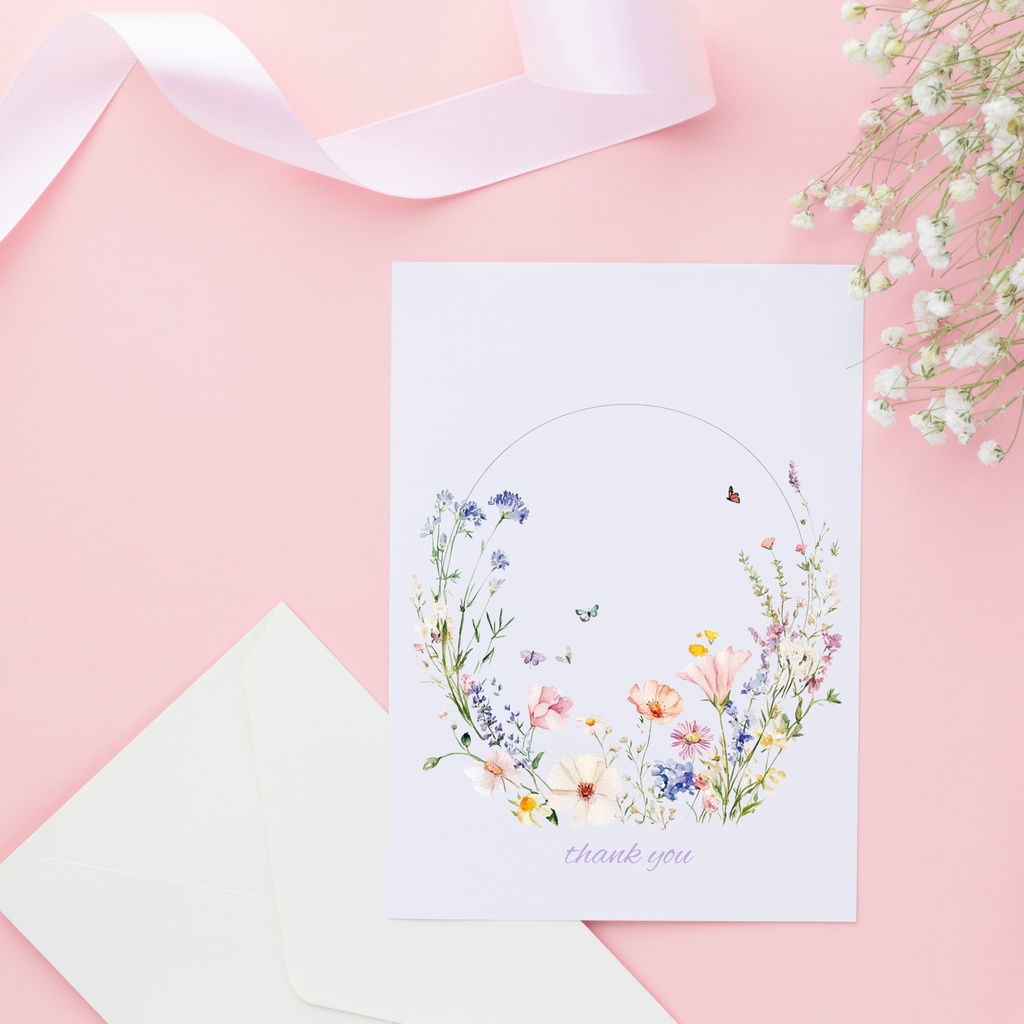 可憐な水彩フラワー&リボン・リース イラスト素材集