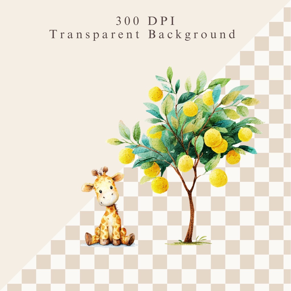 サファリベイビー:水彩イラスト素材