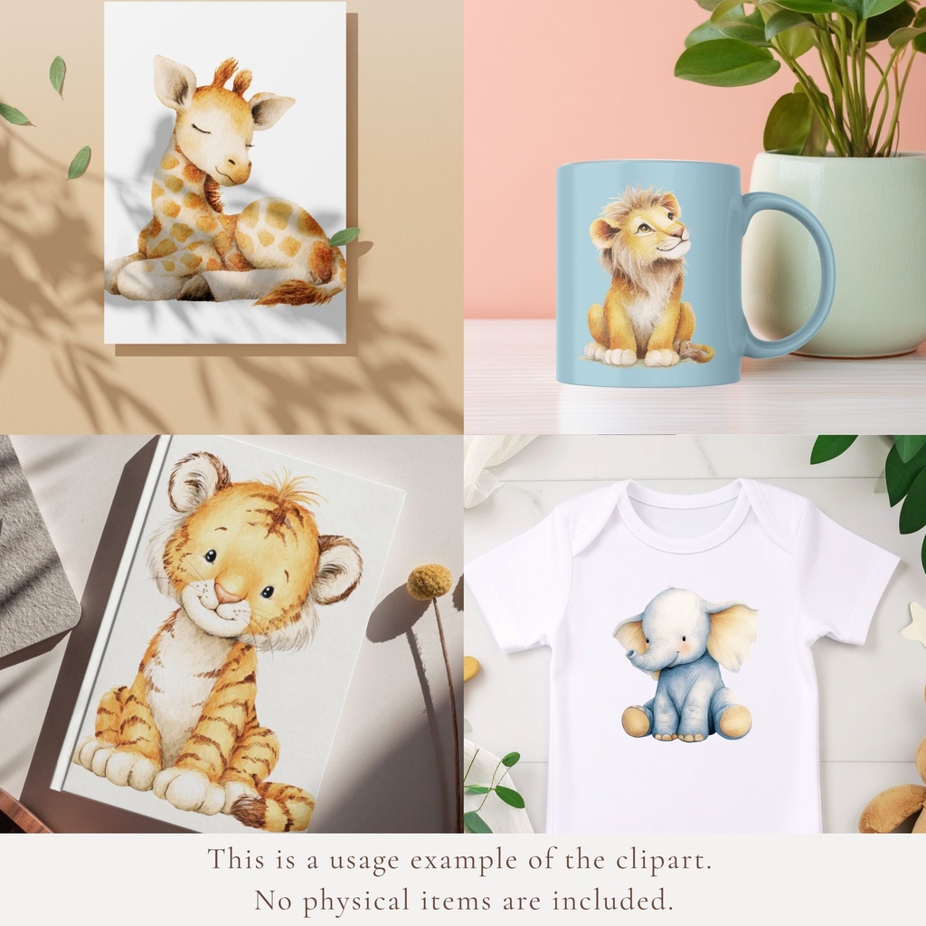 サファリベイビー:水彩イラスト素材