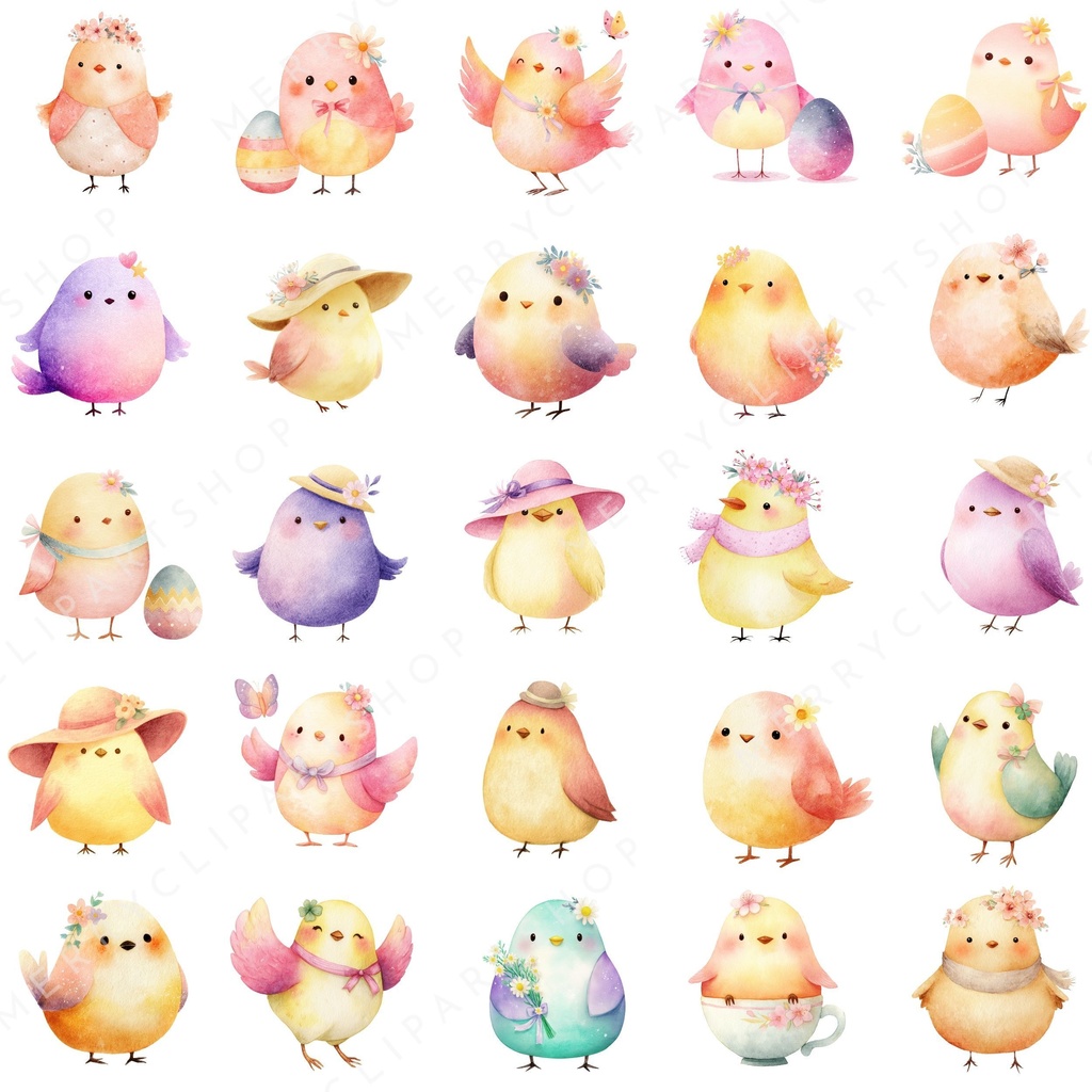 かわいい小鳥(春):水彩イラスト素材