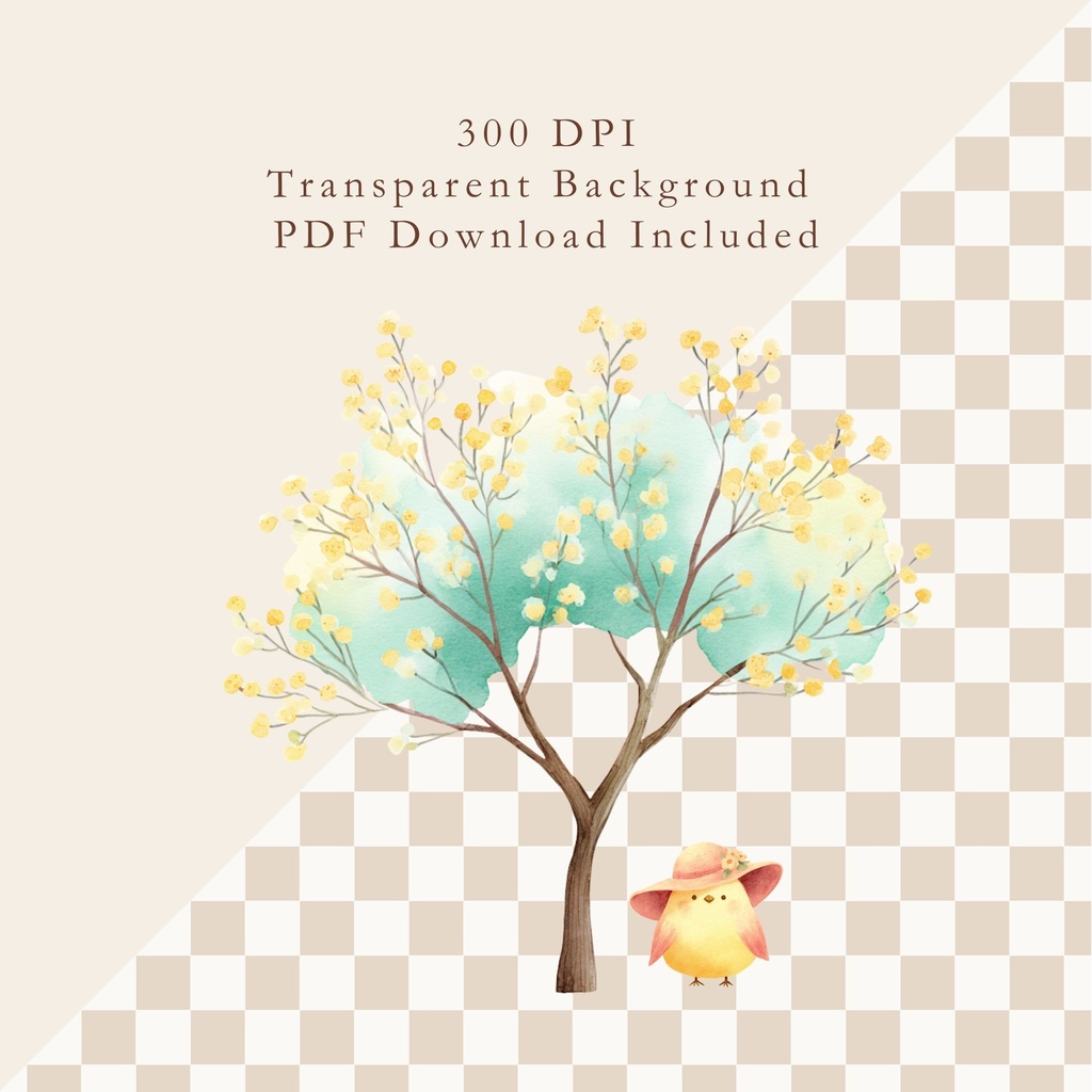 かわいい小鳥(春):水彩イラスト素材