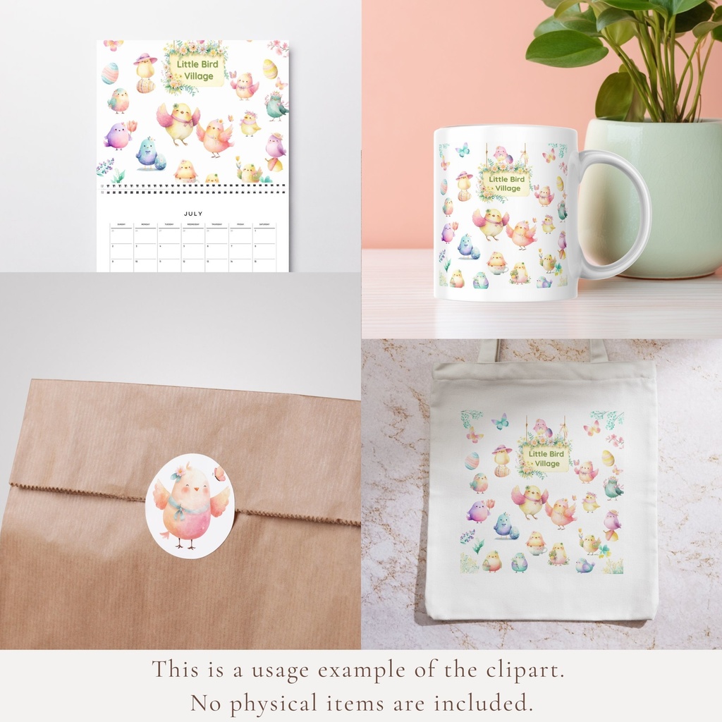 かわいい小鳥(春):水彩イラスト素材