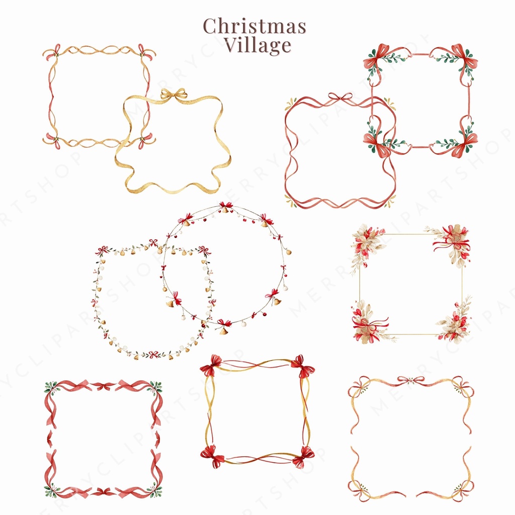 クリスマスの街並み:パステルイラスト素材