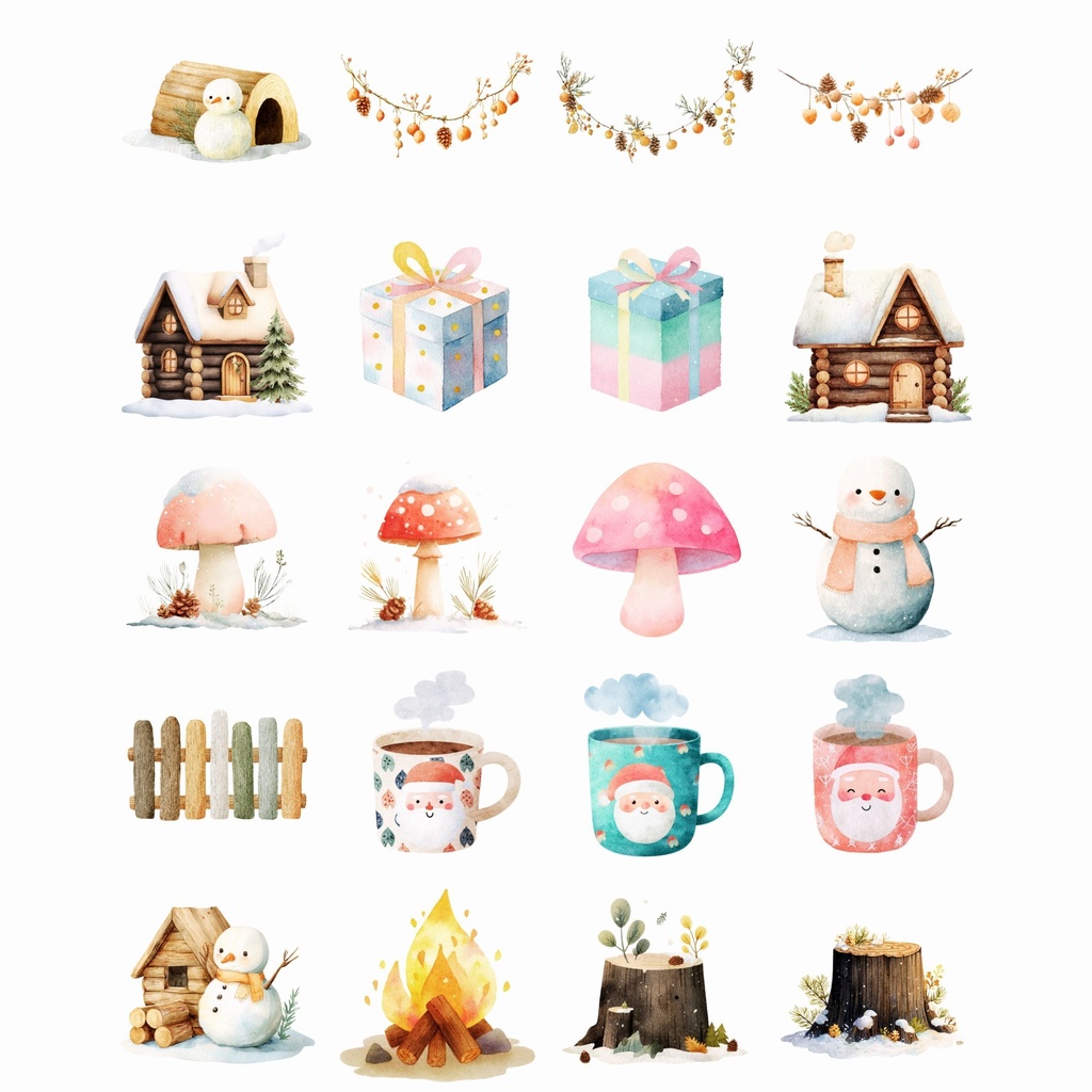 Holly Jolly Clipart:楽しいクリスマスのイラスト素材