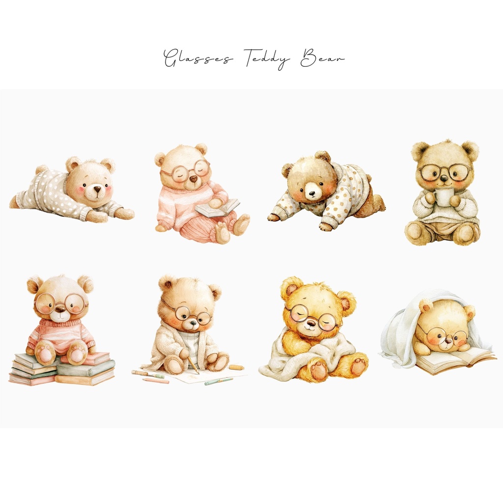 本が大好き めがねのテディベア:Glasses Teddy Bear