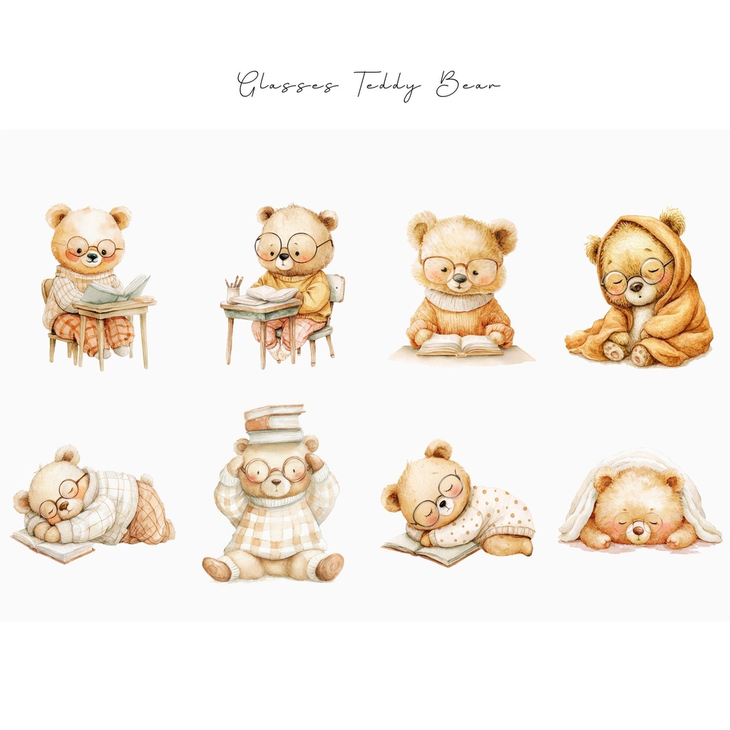 本が大好き めがねのテディベア:Glasses Teddy Bear