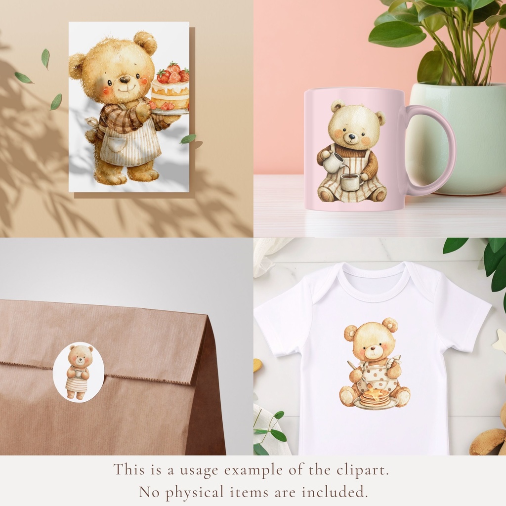 クッキングテディベア イラスト素材:Cooking Teddy Bear Clipart