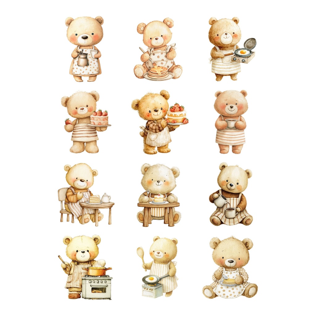 クッキングテディベア イラスト素材:Cooking Teddy Bear Clipart